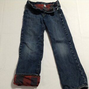 Gap Kids 1969 Flannel Lined Jeans Size 8 Regular Buffalo Plaid Dark Wash